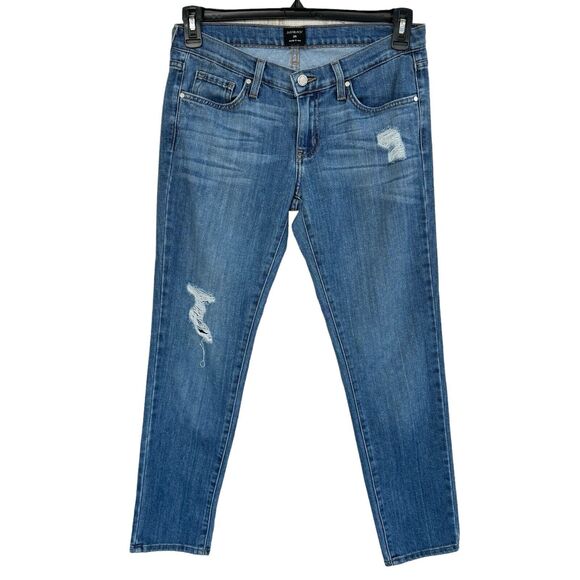 Just Black SZ 26 Jeans Distressed Low-Rise Zip-Fly Whiskered Medium Wash Womens - Picture 1 of 9